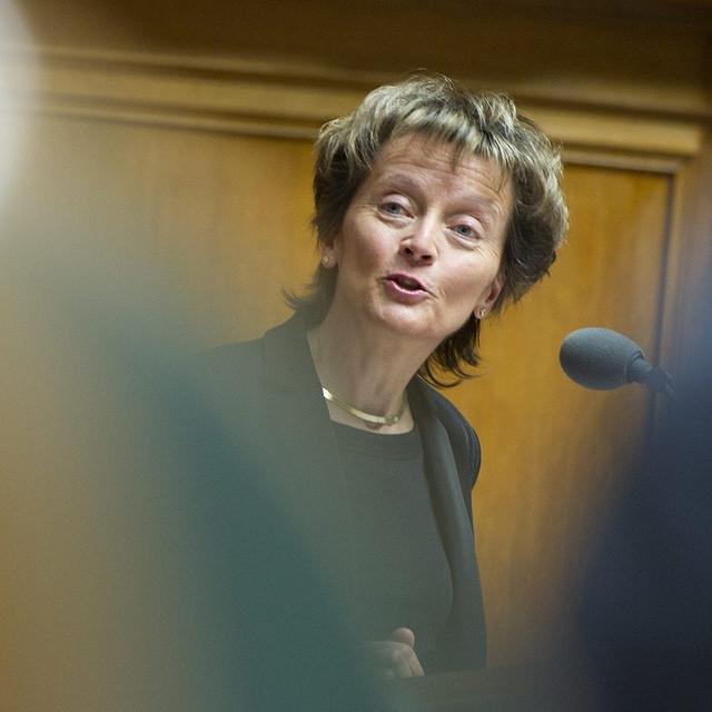 Evelyne Widmer-Schlumpf était en visite à Washington, à l'occasion de la réunion de printemps du Fond monétaire international (FMI) et de la Banque Mondiale. [Keystone - Peter Schneider]