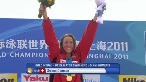L’interview de la nageuse Swann Oberson, championne du monde des 5km en eau libre à Shanghai (par téléphone).