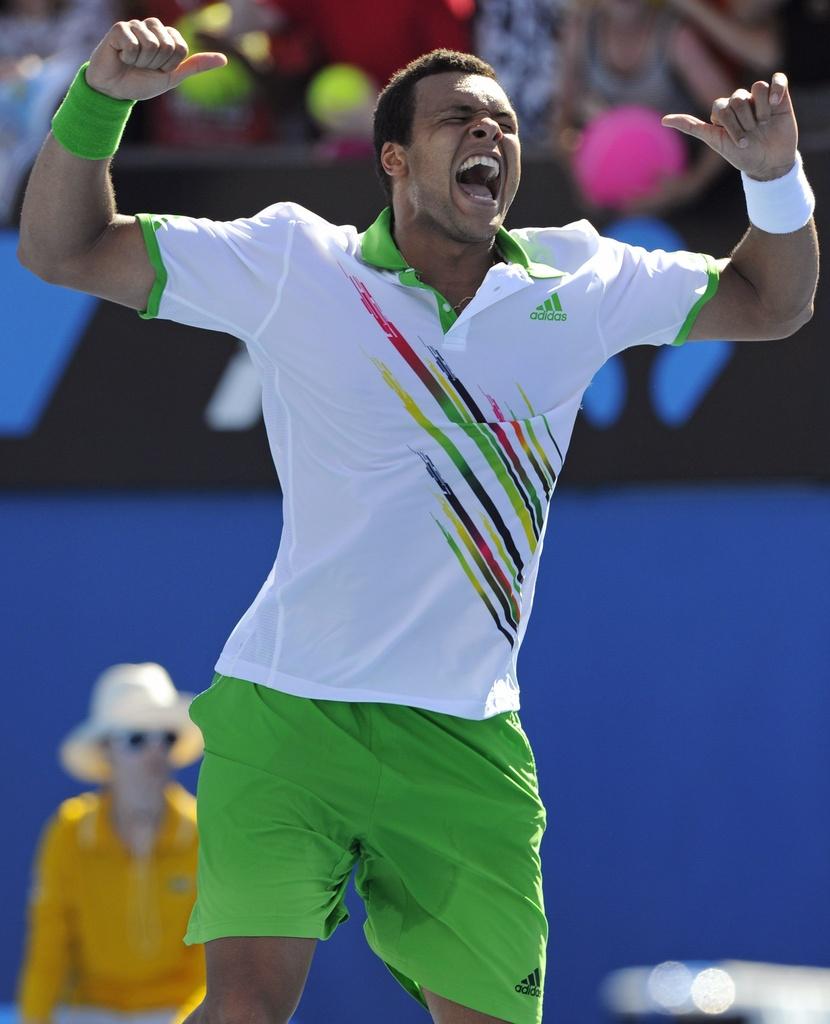 Jo-Wilfried Tsonga ne cache pas sa joie d'accéder au prochain tour. [KEYSTONE - Andrew Brownbill]