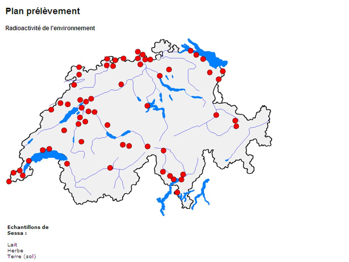 Les stations qui mesurent la radioactivité en Suisse. [admin.ch]