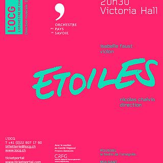 Affiche du concert "Etoiles" donné le 2 décembre 2011 où l’Orchestre de Chambre de Genève joue en collaboration avec l’Orchestre de Pays de Savoie. [OCG]