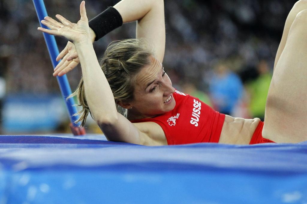 Nicole Büchler a tenté sans succès le record national (4m50). [KEYSTONE - Alessandro Della Bella]