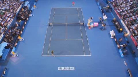 Tennis / Open d'Australie: Rafael Nadal (ESP) - David Ferrer (ESP). Ferrer paraît très cocnentré et prend l'initiative
