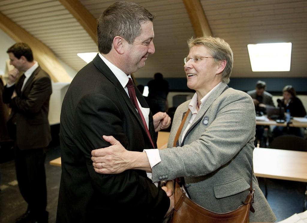 L'écologiste Béatrice Métraux est arrivée en tête du premier tour, devant l'UDC Pierre-Yves Rapaz. [Jean-Christophe Bott]