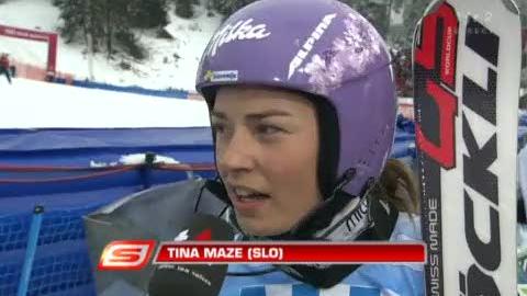 Ski alpin/Slalom dames de Lenzerheide/2ème manche : Interview de Tina Maze, gagnante du jour
