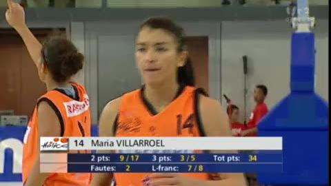 Basket / Finale dames de la Coupe de Suisse / Fribourg - Hélios: Maria Villarroel (32 pts) est une nouvelle fois incroyable sur cette rencontre... A l'image de ce panier suivi du lancer franc