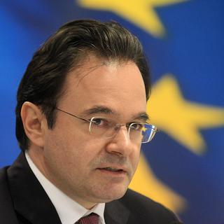 Georges Papaconstantinou, ministre grec des Finances a demandé une action "urgente" contre les agences de notation. [ORESTIS PANAGIOTOU]