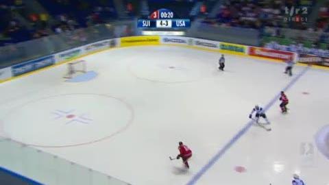 Hockey / Championnat du monde: Suisse - USA. Les Américains tentent le tout pour le tout, mais Plüss inscrira le 5-3 dans le but vide (60e)