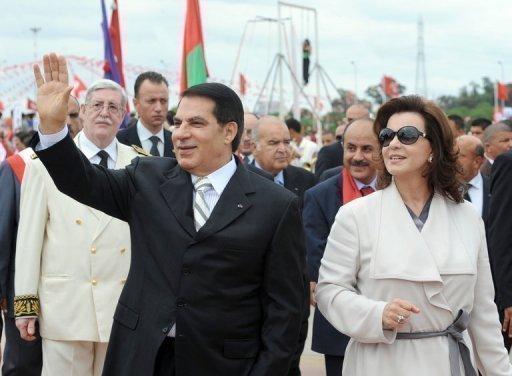 Le président Ben Ali et sa femme Leïla, le 11 octobre 2009, près de Tunis