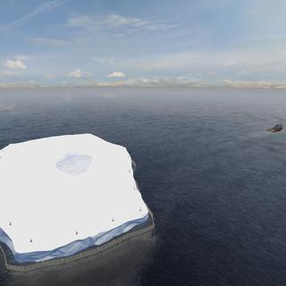 Représentation du remorquage d'un iceberg, tel qu'imaginé par le projet "IceDream". [dassault systèmes]