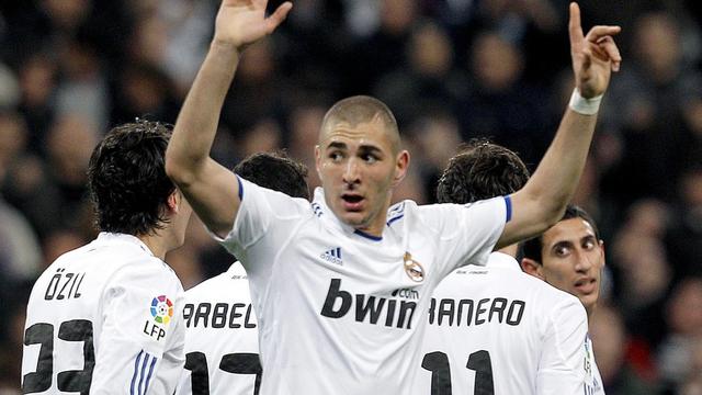 Face à Lyon, le Real Madrid pourra compter sur son homme en forme du moment, l'ex-Lyonnais Karim Benzema. [Keystone - JUANJO MARTIN]