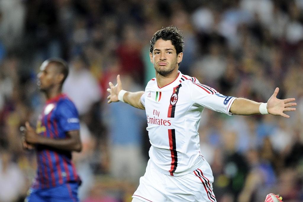 Pato a ouvert la marque pour Milan après seulement 24". Il s'agit du 5e but le plus rapide en Champions League. [Keystone - Daniel Ochoa de Olza]