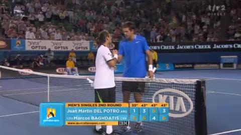 Tennis / Open d'Australie: Marcos Baghdatis élimine Juan Martin Del Potro en quatre manches 6-1 6-3 4-6 6-3