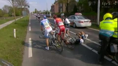 Cyclisme / Amstel Gold Race: chute au coeur du peloton à 24 km. L'une des victimes: Fabian Cancellara