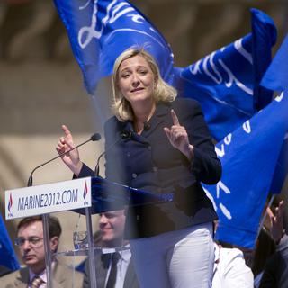 Marine Le Pen lors de la célébration de Jeanne d'Arc ce 1er mai 2011 à Paris. [Bertrand Langlois]