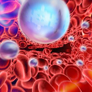 Nanoparticules dans le flux sanguin. Représentation graphique. [Science Photo Library]