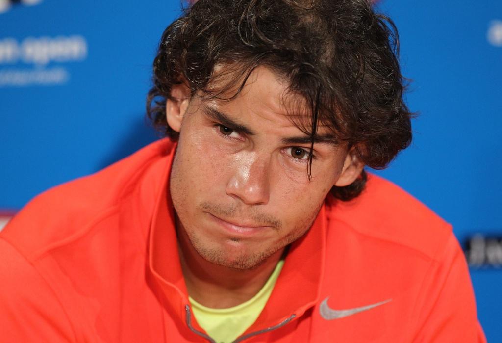Un Rafael Nadal visiblement pas en grande forme, à l'heure de la conférence de presse... [Keystone - DAVID CROSLING]