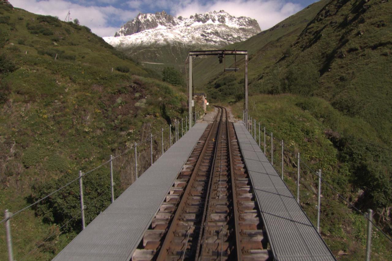 La ligne de la Furka, aux allures de grand Ouest américain. [RTS]