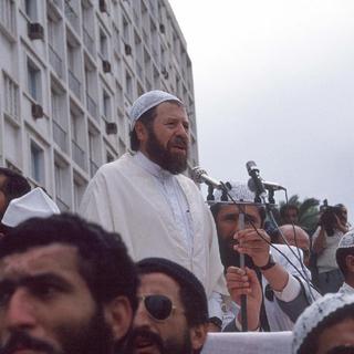 Abassi Madani, fondateur du FIS, lors d'un meeting à Alger en 1991. [AFP]