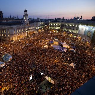 Les "indignés" de la Puerta del Sol à Madrid, le 23 juillet 2011.