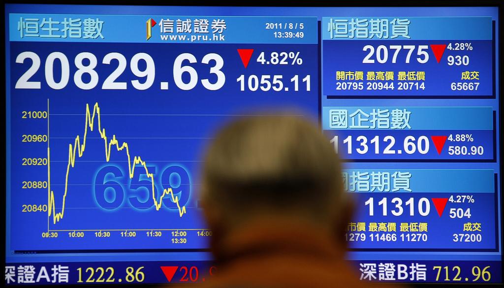 Ce lundi, les bourses asiatiques ont fortement baissé. [KEYSTONE - Vincent Yu]