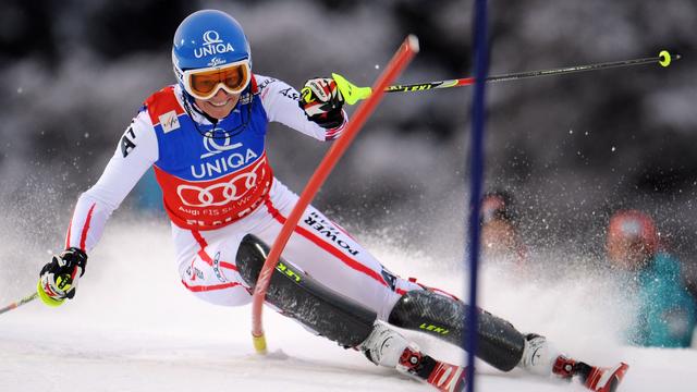 Avec trois victoires en autant de slaloms, Marlies Schild reste intouchable entre les piquets. [Giovanni Auletta]