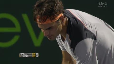Tennis / Miami (finale): Nadal – Federer. Le Suisse tente tout, mais Nadal fait le break au début du 2e set (6-3 2-0)