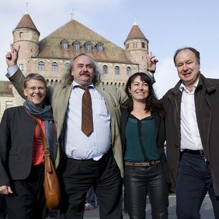 Béatrice Métraux (Les Verts), Géraldine Savary (PS), Luc Recordon (Les Verts) et Pierre-Yves Maillard (PS). [Jean-Christophe Bott]
