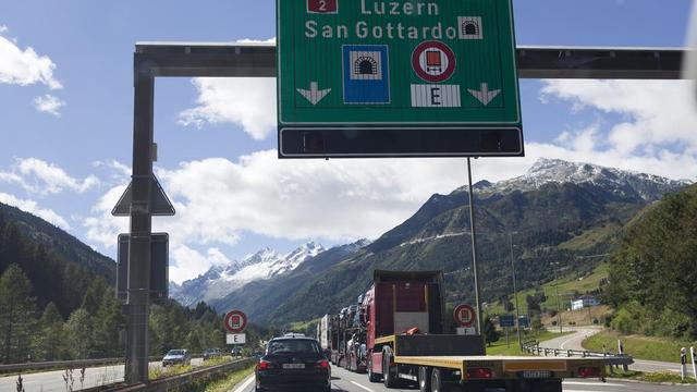 L'arrivée au tunnel du Gothard. [Keystone - Gaetan Bally]