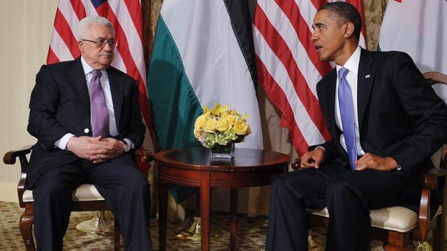 Mahmoud Abbas et Barack Obama en discussions à l'hôtel Astoria de New York. [Mandel Ngan]