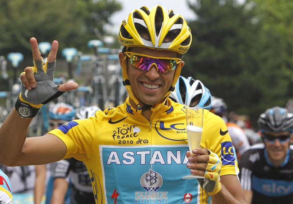 Vainqueur - en principe - de son 3e Tour de France en 2010, Contador vise la passe de 4. [KEYSTONE - Christophe Ena]