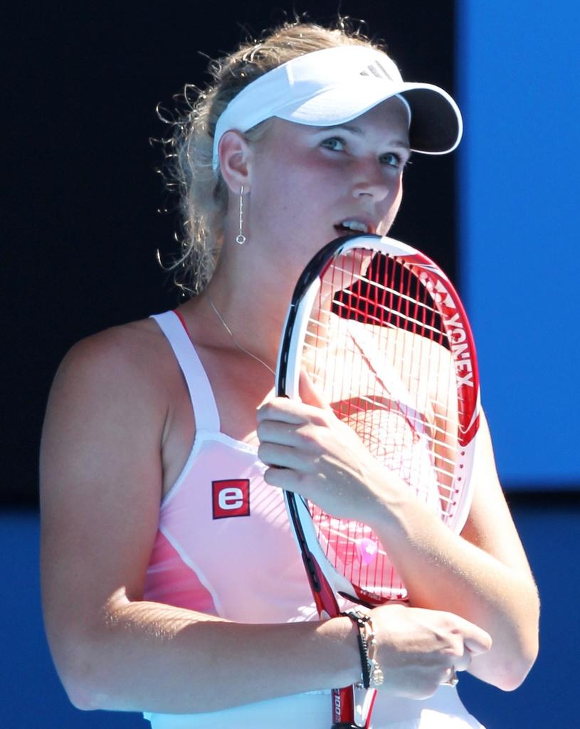 Caroline Wozniacki a manqué une balle de match. [KEYSTONE - BARBARA WALTON]