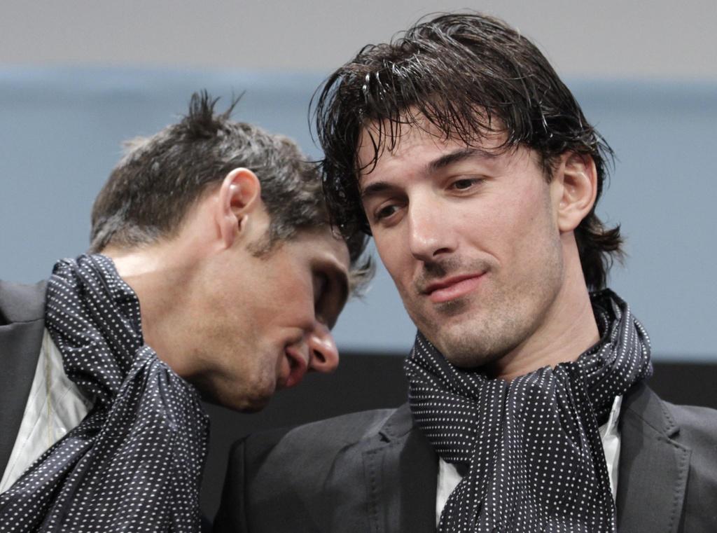 Fabian Cancellara et Frank Schleck très complices. [KEYSTONE - Yves Logghe]