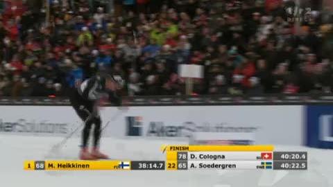 Ski nordique / Mondiaux d'Oslo (Holmenkollen): 15 km classique. Dario Cologna est archi-battu. 5e, 11e, 15 eux temps intermédiaires, le Suisse finit 25e!
