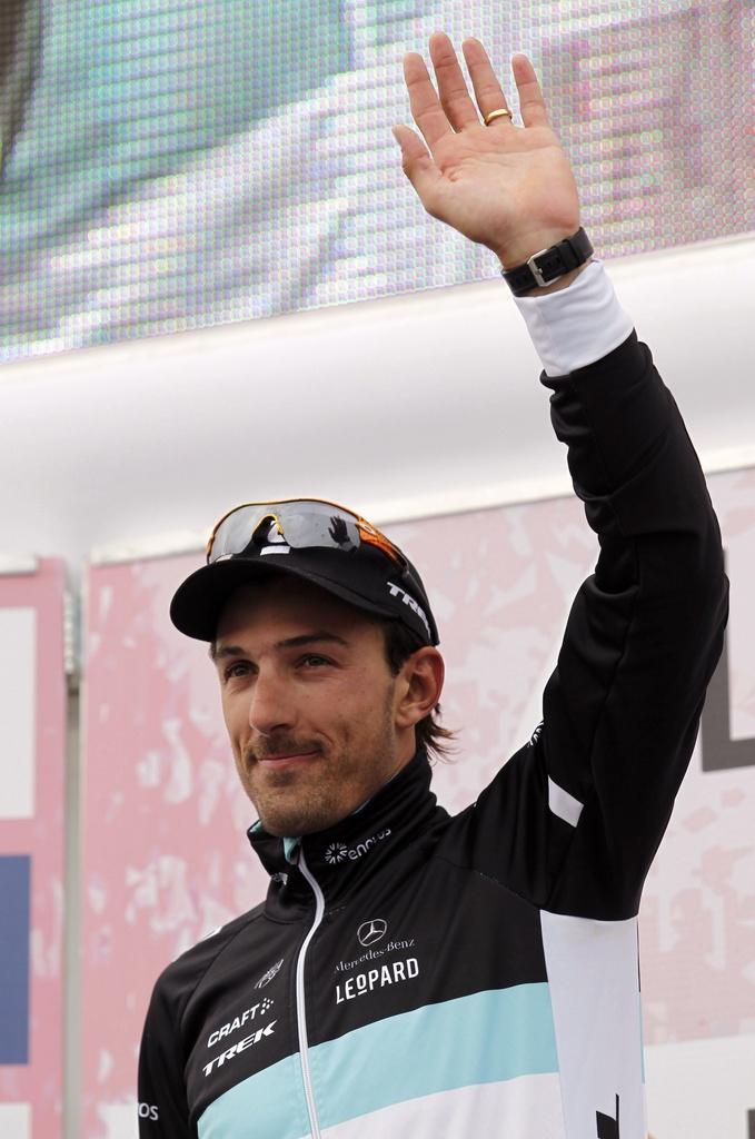 Après l'avoir remporté sous les couleurs de la Saxo Bank, Cancellara gagne l'E3 en "Léopard". [KEYSTONE - Marco Trovati]