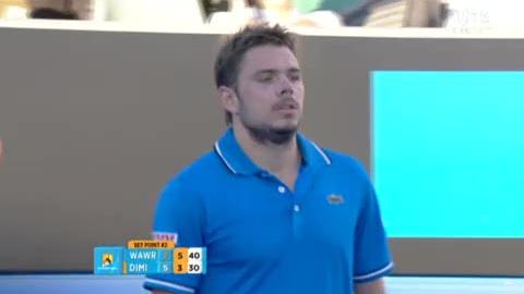 Tennis / Open d'Australie: Stanislas Wawrinka - Grigori Dimitrov (BUL). Le Vaudois assure aussi au 2e set qu'il emporte 6-3