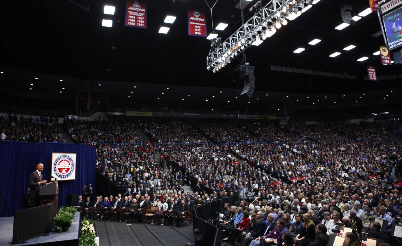 Barack Obama s'est exprimé devant 27’000 personnes réunies dans un stade voisin. [REUTERS - Jim Young]