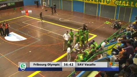 Basketball / Coupe de la Ligue (1re demi-finale): Fribourg Olympic - SAV Vacallo. Fribourg "gère" la partie (56-42 après 3 quarts-temps)