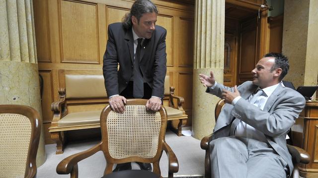 Oskar Freysinger et Stéphane Rossini, deux poids lourds du canton, se présentent au National et aux Etats. [Lukas Lehmann]