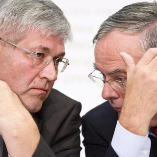 Bruno Zuppiger et Jean-François Rime tenteront de reprendre le 2e siège perdu par l'UDC en 2007. [KEYSTONE - Alessandro della Valle]