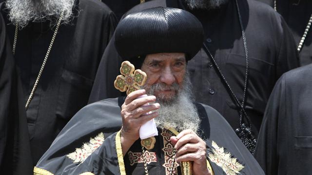 Le Patriarche Chenouda III d'Alexandrie lors d'une célébration au Caire. [Asmaa Waguih]