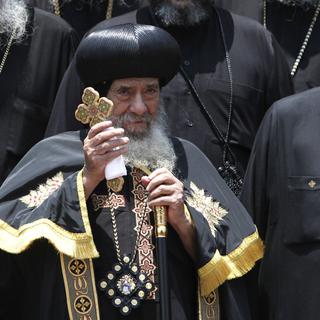 Le Patriarche Chenouda III d'Alexandrie lors d'une célébration au Caire. [Asmaa Waguih]