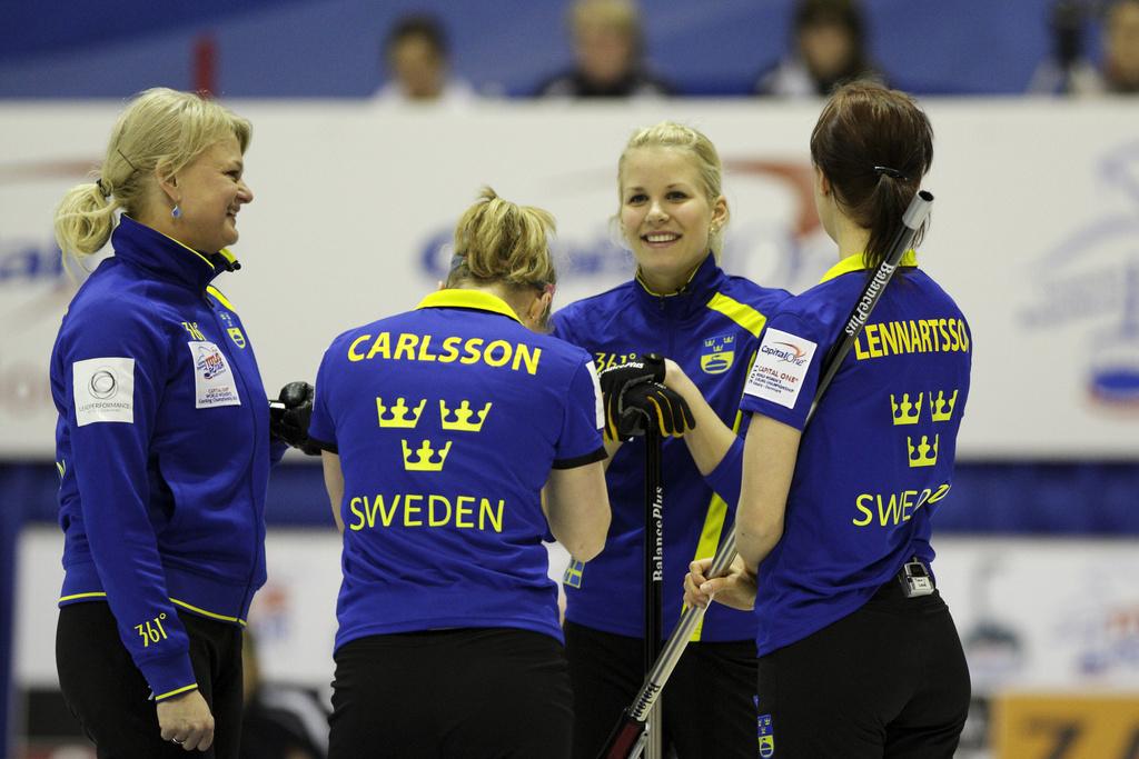 Anette Norberg (à gauche) s'appuie sur trois néophytes. Ca ne l'a pas empêché de gagner 7 matches sur 8. [Keystone - Jesper Dall]