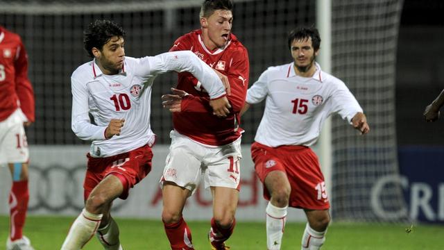 Décisif face à la Géorgie, Steven Zuber (au centre) tentera de l'être également contre l'Espagne. [KARL MATHIS]