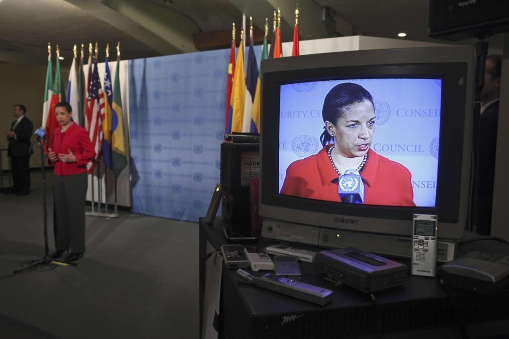 L'ambassadeur américaine à l'ONU Susan Rice lors de son intervention au Conseil de sécurité. [KEYSTONE - AP]