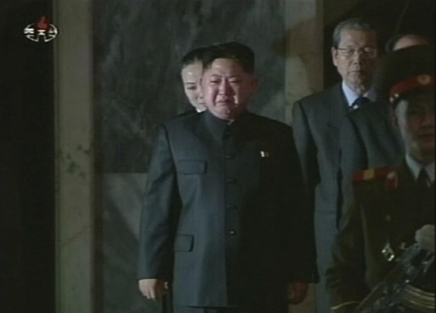 Les pleurs de Kim Jong-Un, fils du dictateur défunt Kim Jong-Il, dont les funérailles se sont déroulées mercredi. [KCNA - � Reuters TV / Reuters]