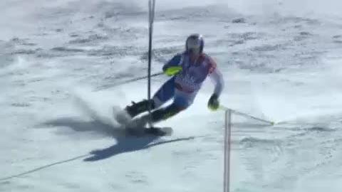 Ski alpin / slalom de Bansko (BUL): 1er partant de la manche finale, Justin Murisier enfourche