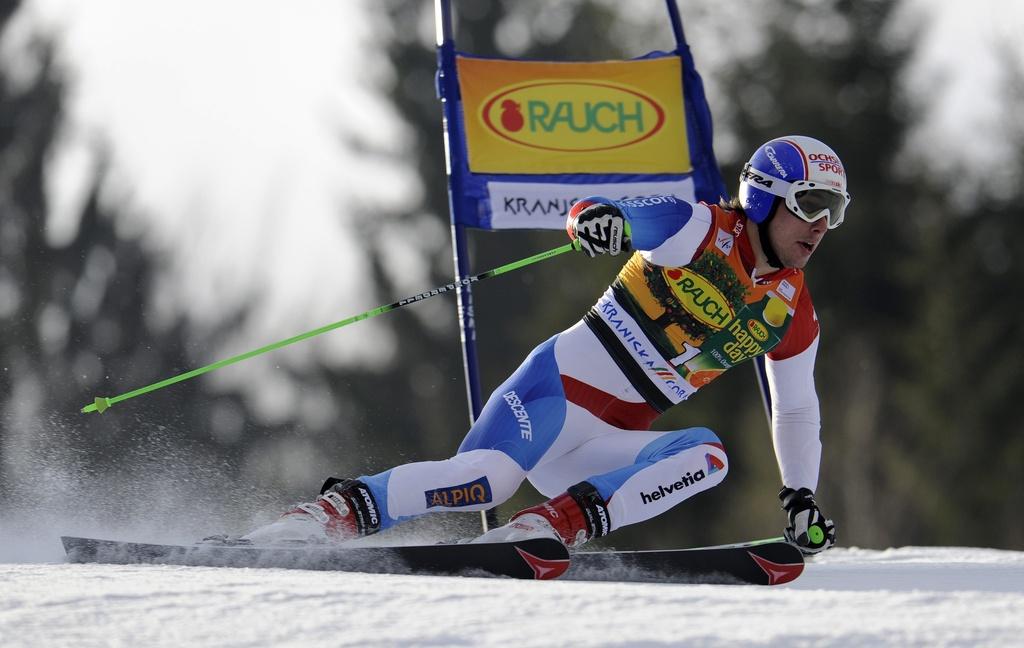 Carlo Janka avait été opéré du coeur il y a tout juste une semaine. Là, il fête sa 9e victoire en Coupe du monde! [Keystone - Giovanni Auletta]