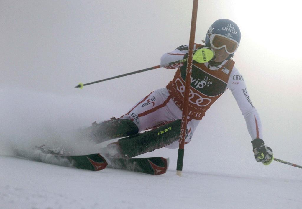 Marlies Schild est sortie victorieuse du brouillard de Zagreb pour fêter un 25e succès en slalom. [KEYSTONE - Marco Trovati]