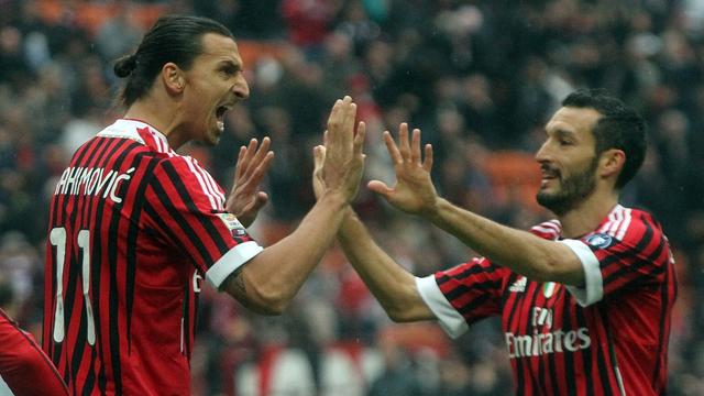 Le duel Milan-Barcelone aura un goût particulier pour Zlatan Ibrahimovic (à g.) [KEYSTONE - Matteo Bazzi]